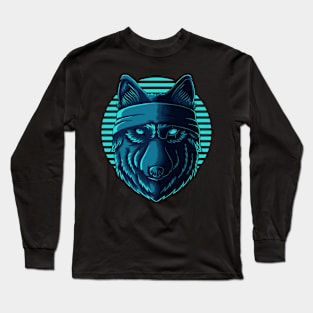 Blue Wild Wolf Long Sleeve T-Shirt